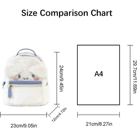 🆕 Accene Cute Furry Plush Bag Girl White Cinnamorol Kids Backpacks - Picture 3 of 7
